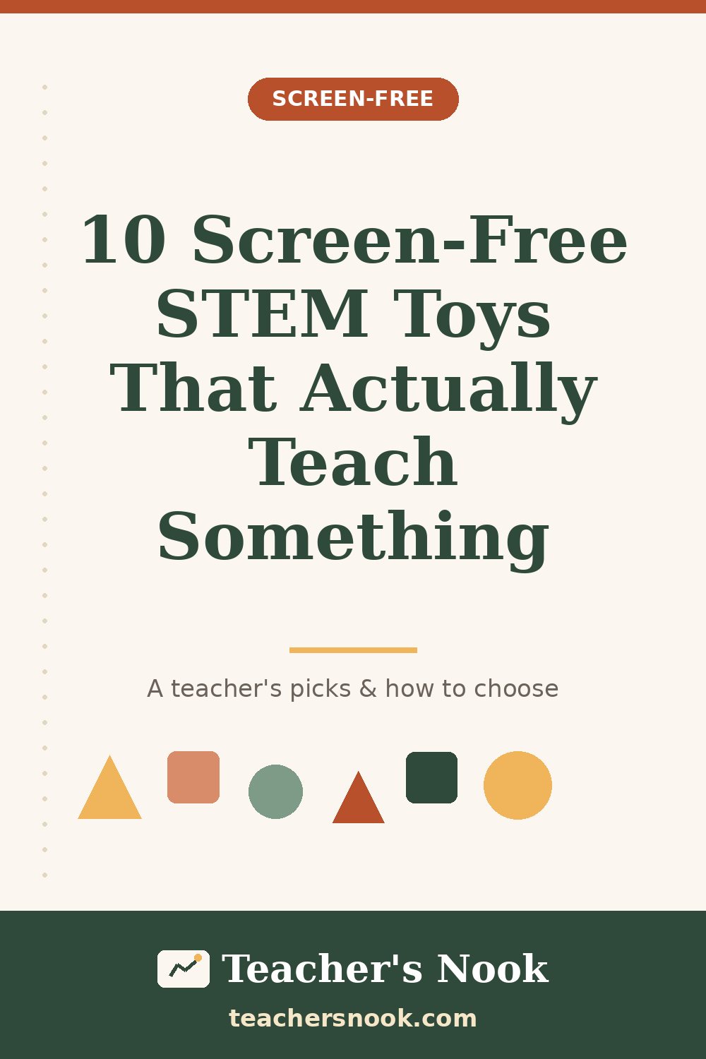 Pinterest-style placeholder graphic: 10 Screen-Free STEM Toys That Actually Teach Something
